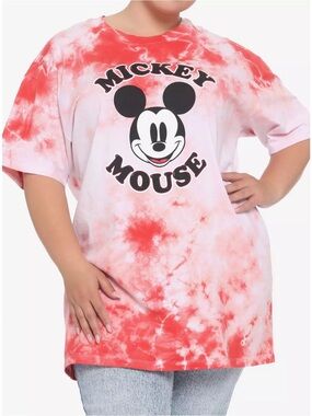 Like NEW Disney Mickey Mouse Red Tie-Dye Oversized Girls T-Shirt Plus Size